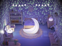 Crescent moon chair Blue Animal Crossing ACNH Nookea